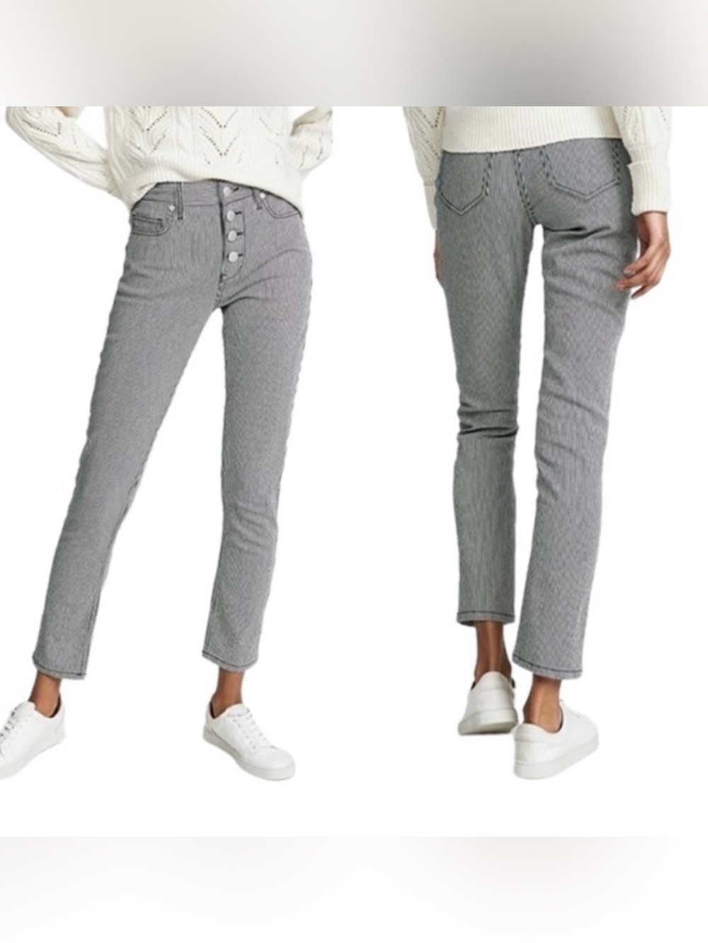 Joie Navy and White Pinstripe Jeans
